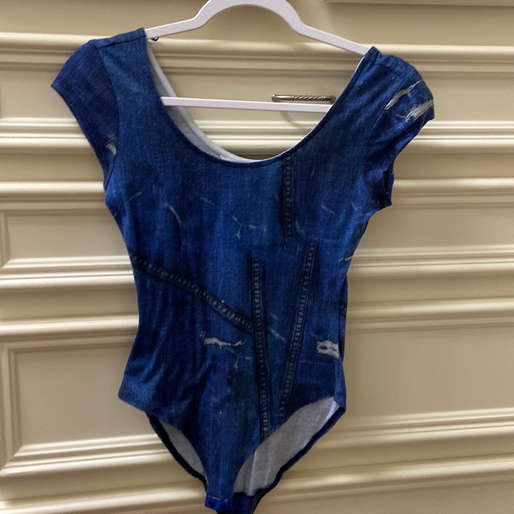Blue body suit